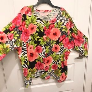 Bright & Cheery💚 Women’s soft jersey cardigan sz 3X. Lightweight & colorful🩷🖤